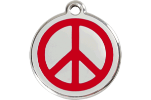 Red Dingo Enamel Pet ID Tag - 1PC - Peace Sign Red / Large - Paw Naturals