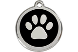 Red Dingo Enamel Pet ID Tag - 1PP - Paw Print Black / Large - Paw Naturals