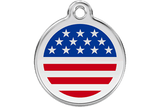Red Dingo Enamel Pet ID Tag - 1US - US Flag Small - Paw Naturals