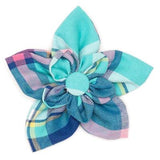 The Worthy Dog Aqua/Navy Plaid Collection Flower