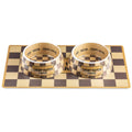 Haute Diggity Dog Checker Chewy Vuiton Bowl & Mat