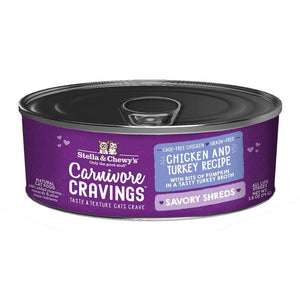 Stella & Chewy's Carnivore Cravings Savory Shreds Canned Cat Food Chicken & Turkey / 2.8oz - Paw Naturals