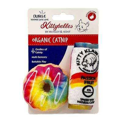 Kittybelles Pride Donut & Kitty Klaw Passion Fruit 2pk Plush Cat Toy