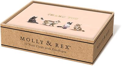 Punch Studio Cat Thank You Window Box Note Cards (12 Cards) - Paw Naturals