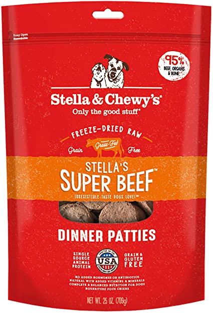 Stella & Chewy's Stella's Super Beef Dinner Patties Raw Freeze-Dried Dog Food 25oz - Paw Naturals
