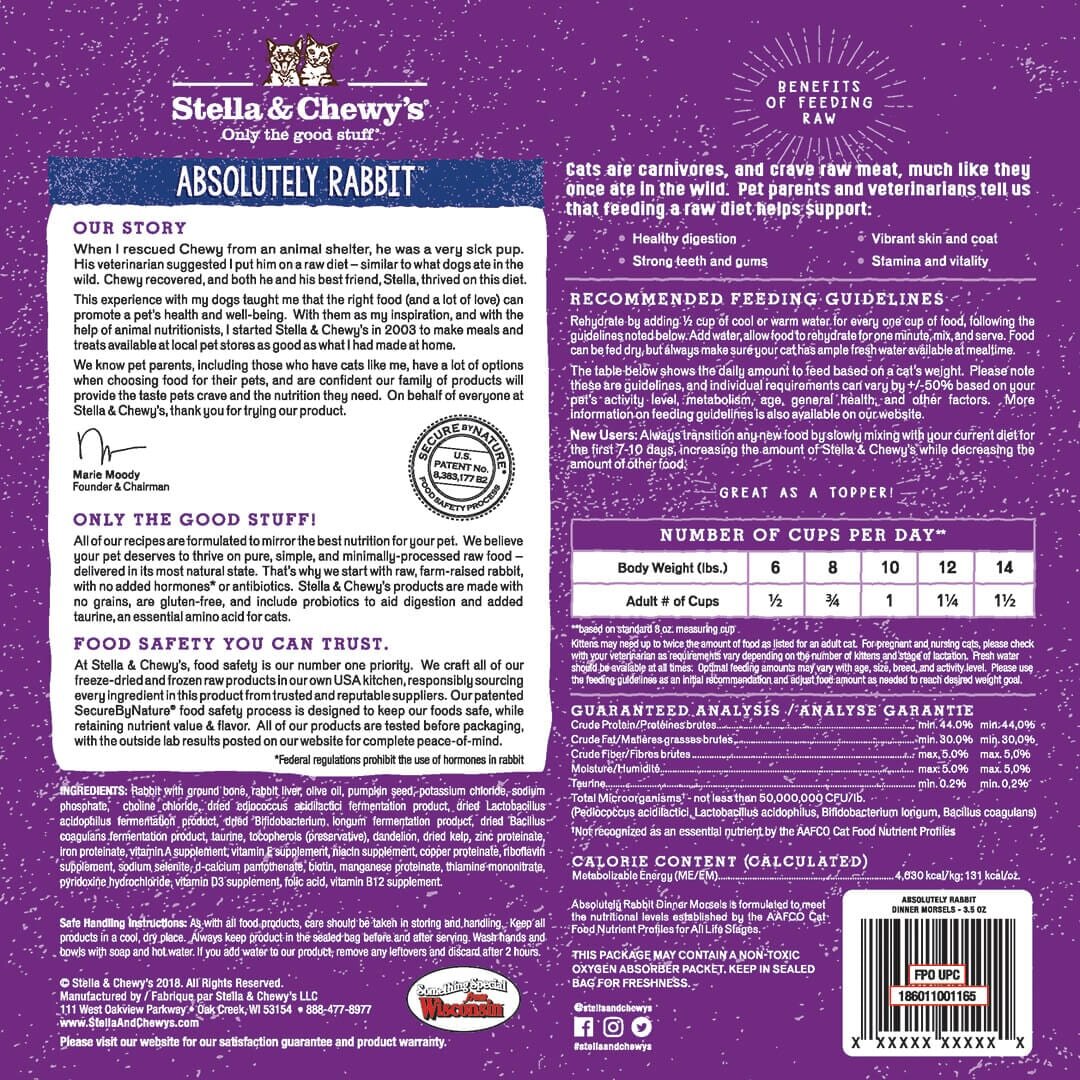 Stella & Chewy's Cat Absolutely Rabbit Freeze-Dried Raw Dinner Morsels Cat Food