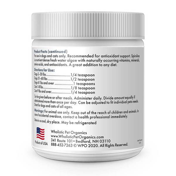 Wholistic Pet Organics Spirulina Powder 4oz