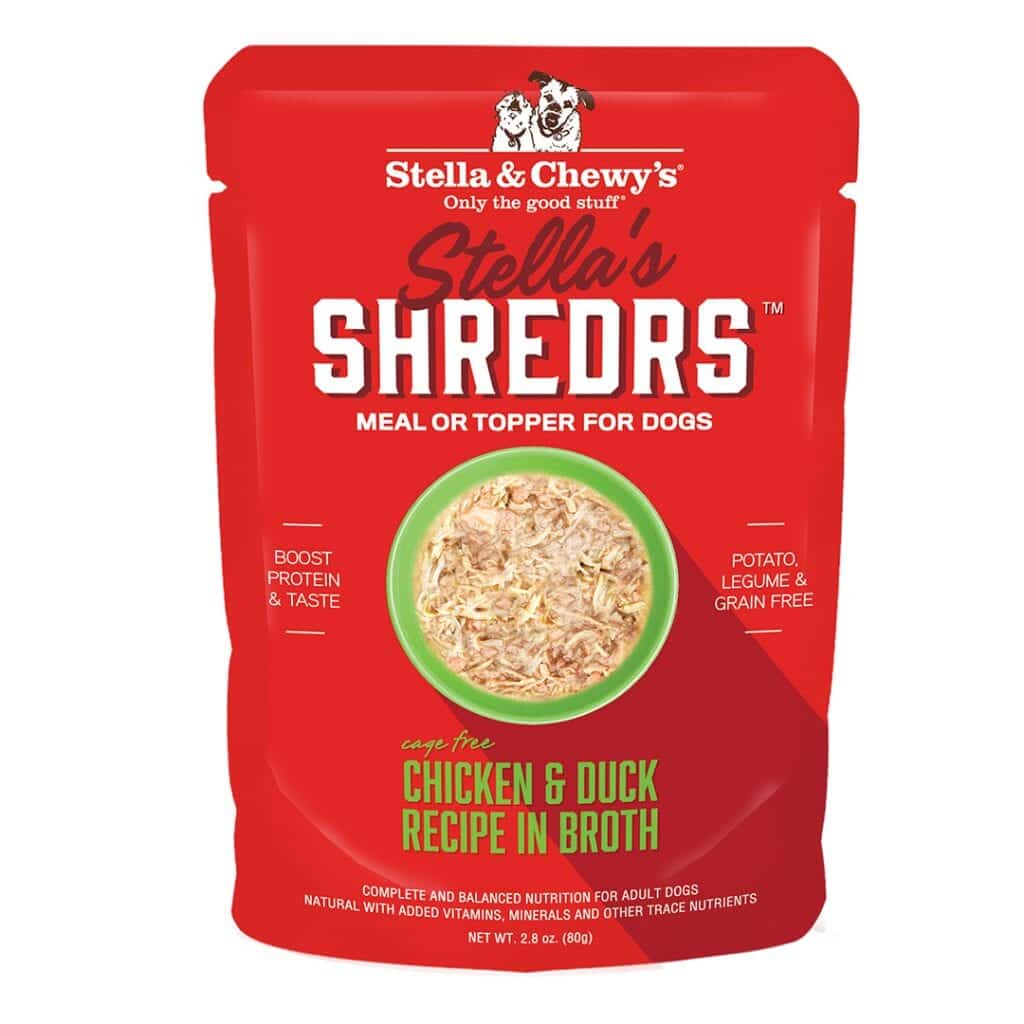 Stella & Chewy's Stella's Shredrs Wet Dog Food Pouches 2.8oz Chicken & Duck - Paw Naturals