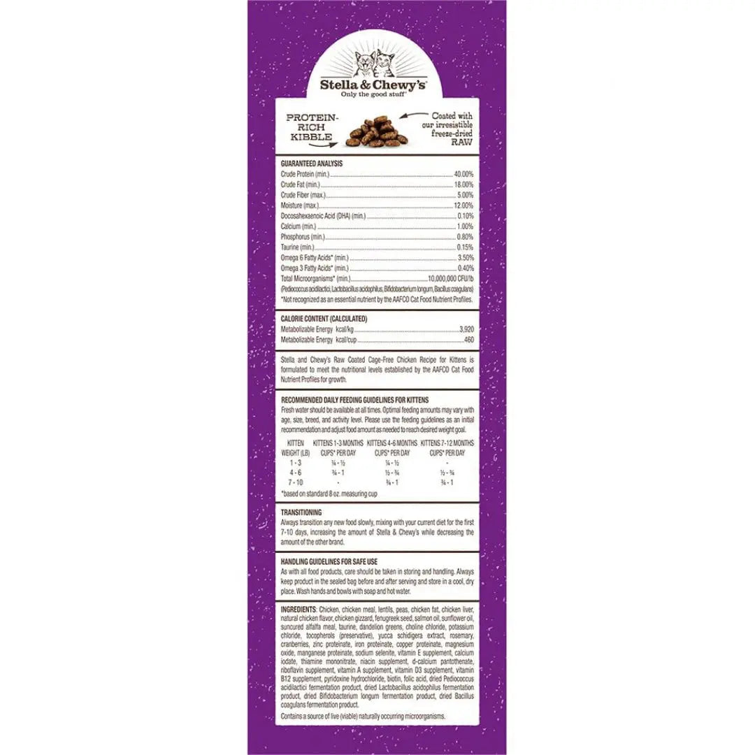 Stella & Chewy's Raw Coated Kitten Cage-Free Chicken Recipe Dry Cat Food - Paw Naturals