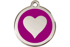 Red Dingo Enamel Pet ID Tag - 1HT - Heart Purple / Large - Paw Naturals