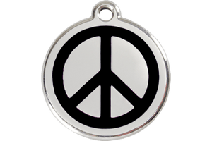 Red Dingo Enamel Pet ID Tag - 1PC - Peace Sign Black / Large - Paw Naturals