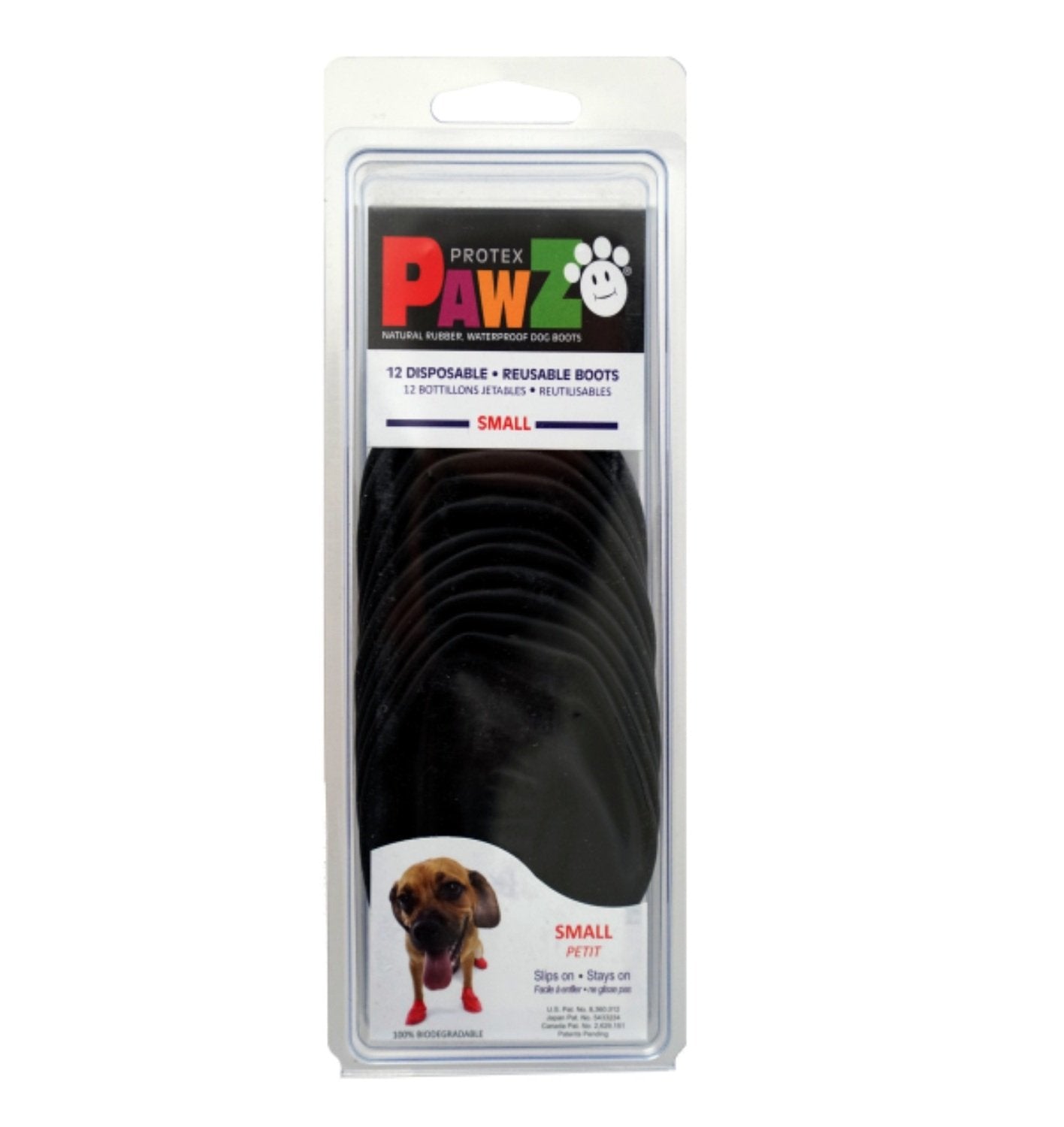Pawz Black Rubber Dog Boots 12pk XS - Paw Naturals