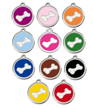 Red Dingo Enamel Pet ID Tag - 1BO - Bone Hot Pink / Large - Paw Naturals